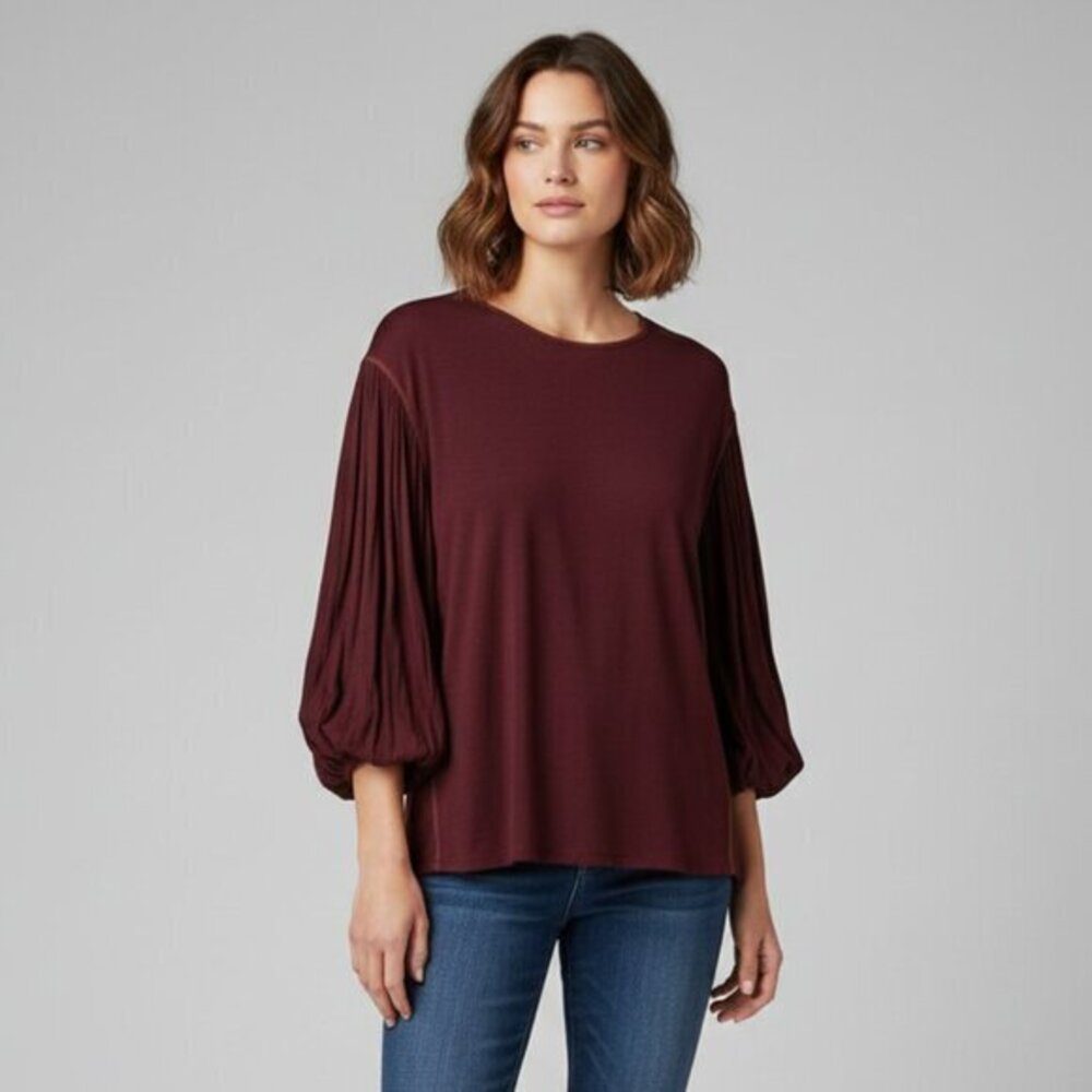 Aritzia Babaton Women's Blouse Top Burgundy Drapey business casual office